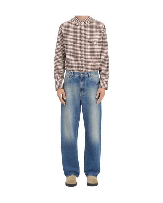 MM6 by Maison Margiela Blue Logo Patch Straight-Leg Jeans for men