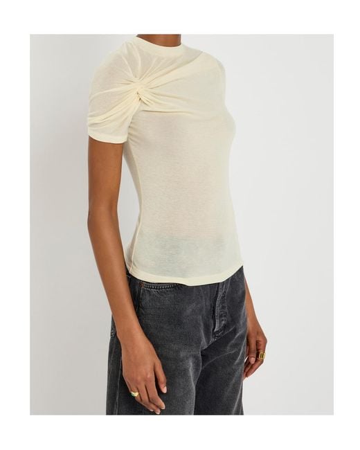 Agolde White Pleated Detail T-Shirt