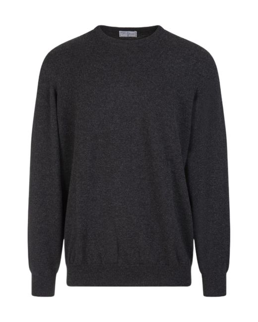 Fedeli Blue Long-Sleeved Crewneck Jumper for men