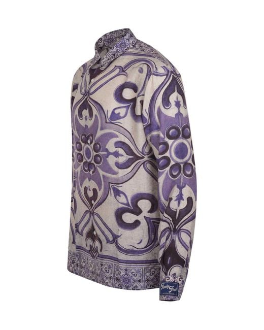FAMILY FIRST Blue Family First Amalfi Printed Shirt for men
