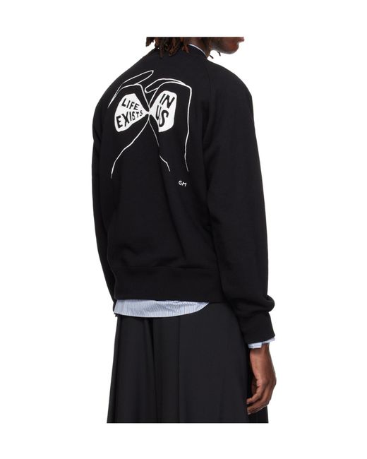Sacai Black Embroidered Pullover Sweatshirt for men