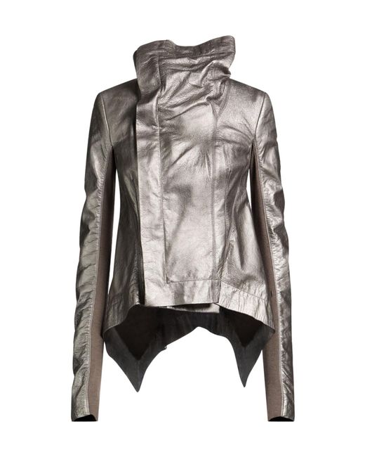 Rick Owens Black Metallic Leather Casual Jacket