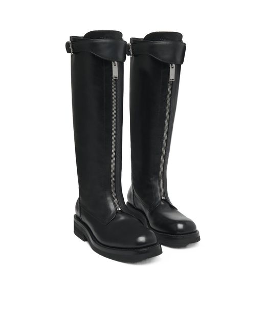 McQueen Black Countryside Zip-Detailed Buckle Knee Boots