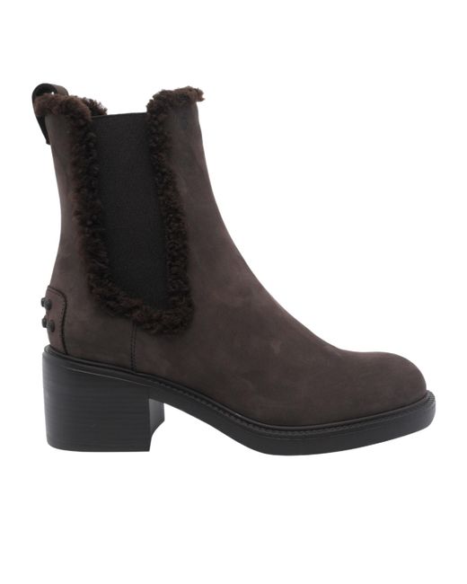 Tod's Black Teddy Detailed Heeled Ankle Boots