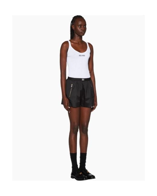 Miu Miu White Cotton Knit Tank Top