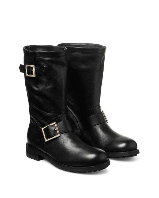 Jimmy Choo Black Leather Biker Boots