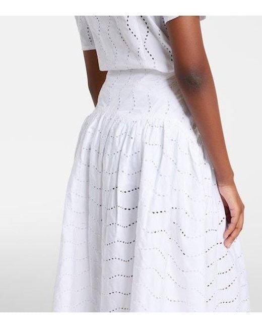 Polo Ralph Lauren White Broderie Anglaise Cotton Midi Skirt