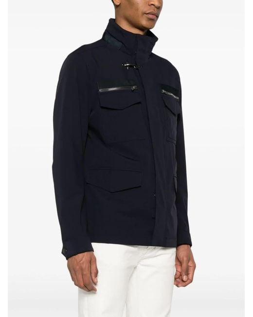 Fay Blue High Neck Shirt Jacket for men