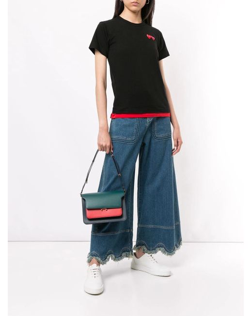 COMME DES GARÇONS PLAY Black Logo Embroidered Crew Neck T-Shirt