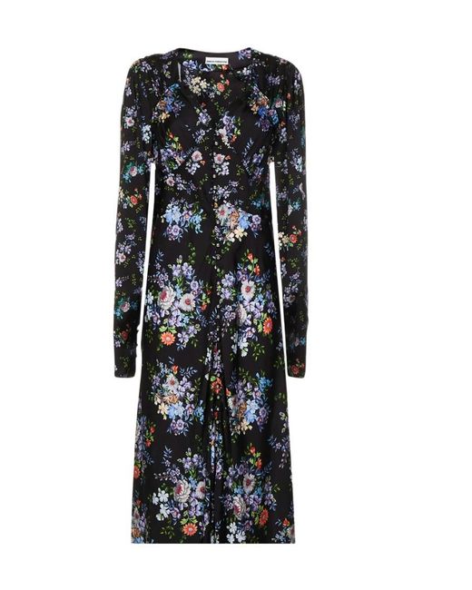 Rabanne Black Floral Printed Button-Up Dress