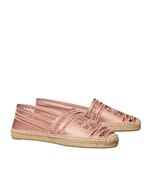 Tory Burch Pink Cutout Logo Espadrilles