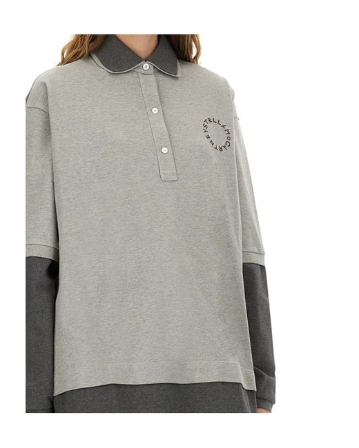 Stella McCartney Gray Logo Panelled Rugby Shirt