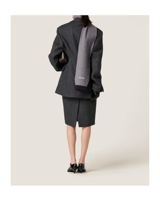 Miu Miu Black Rear Slit Midi Skirt