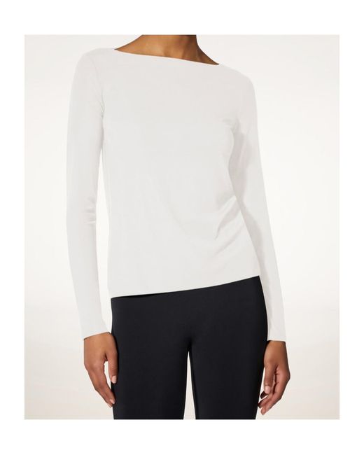 Wolford White Pure Boat-Neck Long-Sleeve Top