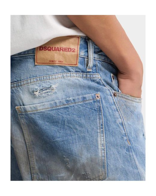 DSquared² Blue Light Dirty Wash Loose Twist Jeans for men