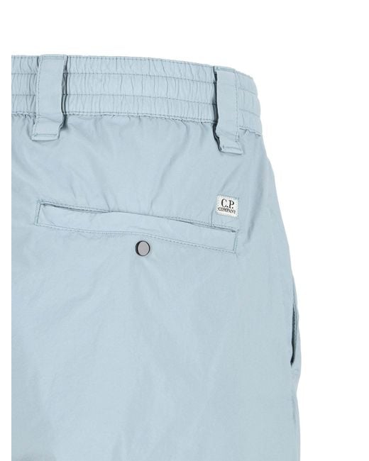 C P Company Blue Button-Fastening Cargo Shorts for men