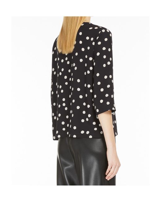 Max Mara Black 'S All-Over Dot Printed Crewneck Top