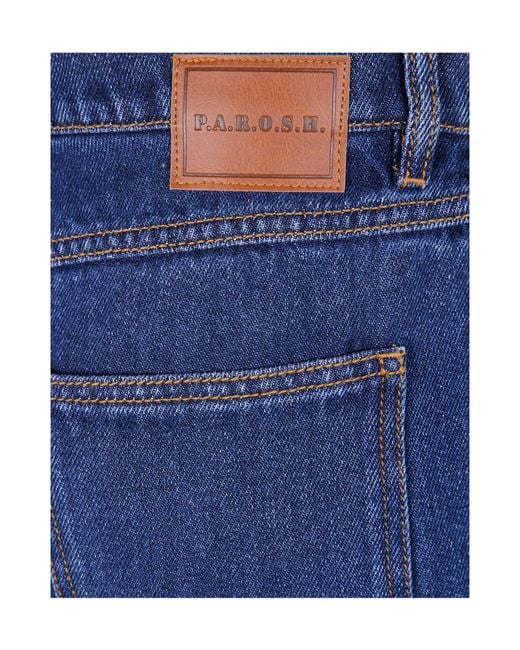 P.A.R.O.S.H. Blue Leather-Patch Jeans