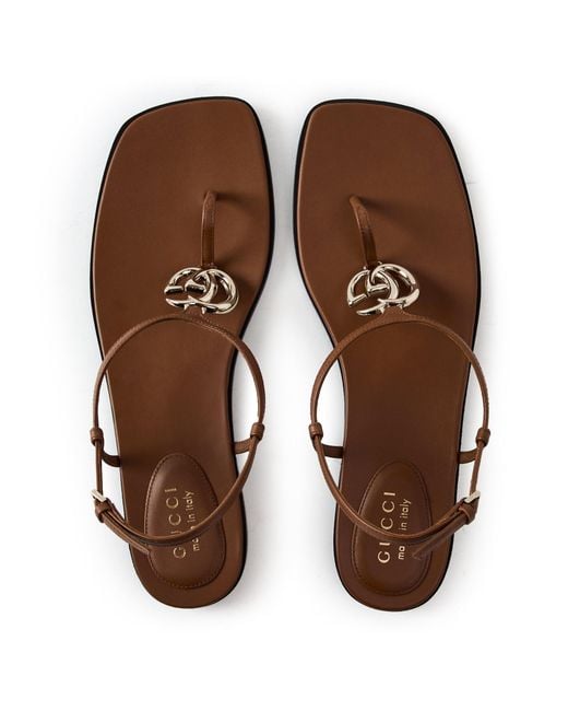 Gucci Brown Flat Sandals