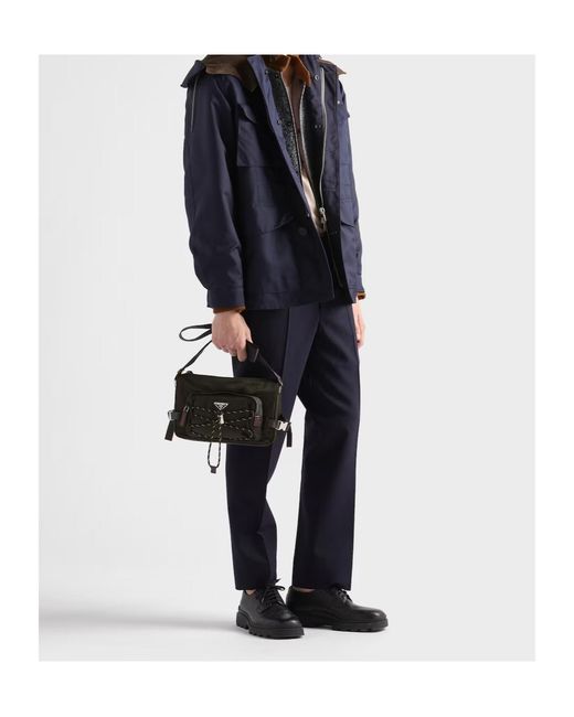 Prada Black Speedrock Re-Nylon And Leather Shoulder Bag for men