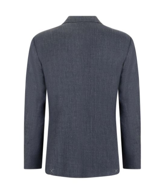 Canali Blue Double-Breasted Slim-Fit Blazer for men