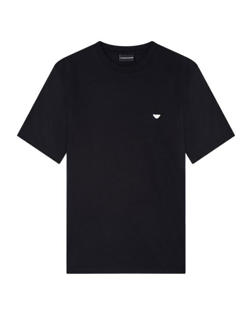 Emporio Armani Black Logo-Embroidered Crewneck T-Shirt for men
