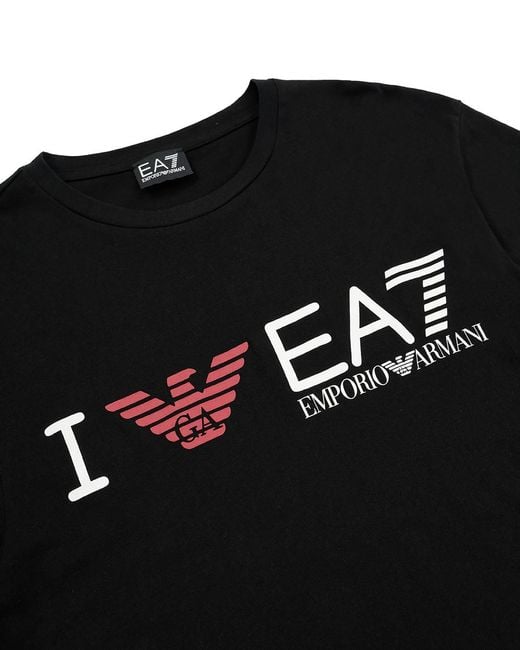 EA7 Black Logo T-Shirt With Round Neck for men