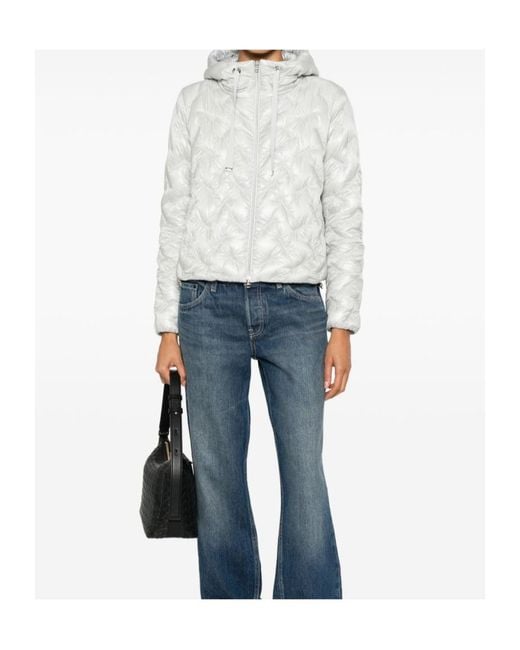 Herno White Quilted Hooded Jacket
