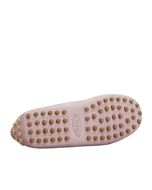 Tod's Pink Logo Detailed Slip-On Flat Shoes
