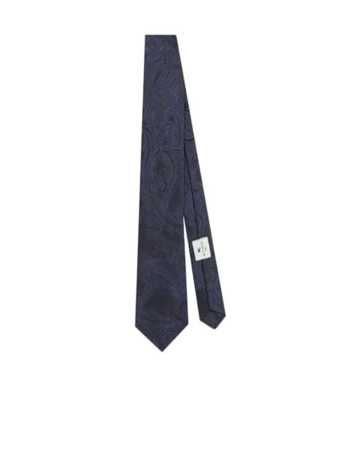 Etro Blue Silk Jacquard Tie With Paisley Motif for men