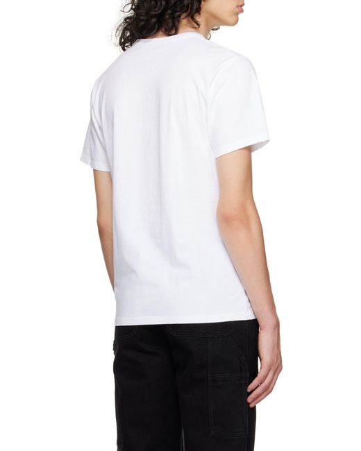 Maison Kitsuné White Chest Logo-Patch Detail T-Shirt for men