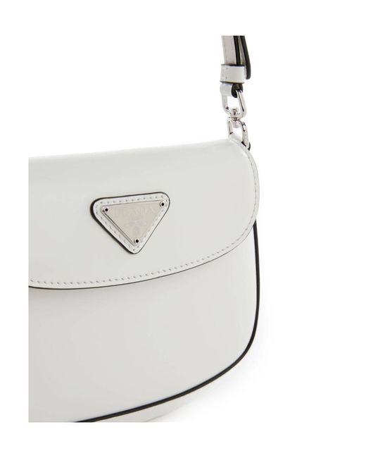 Prada White Cleo Brushed Leather Mini Bag