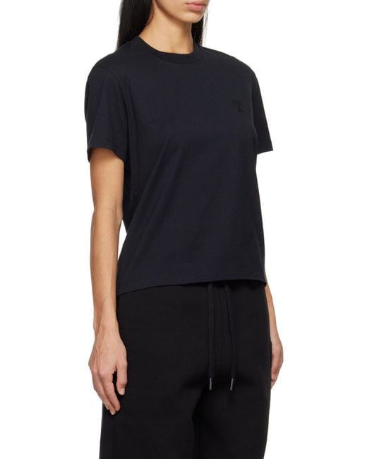 AMI Black Ami De Coeur Logo Embroidered Crewneck T-Shirt for men