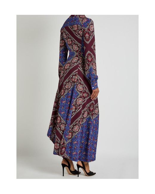 Rabanne Purple Patterned Jersey Midi Shirt Dress