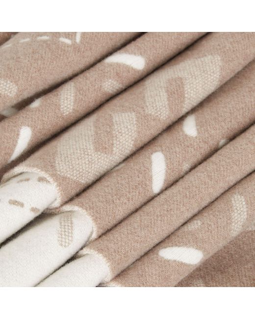 Fendi White Ff Jacquard Fringed-Edge Scarf
