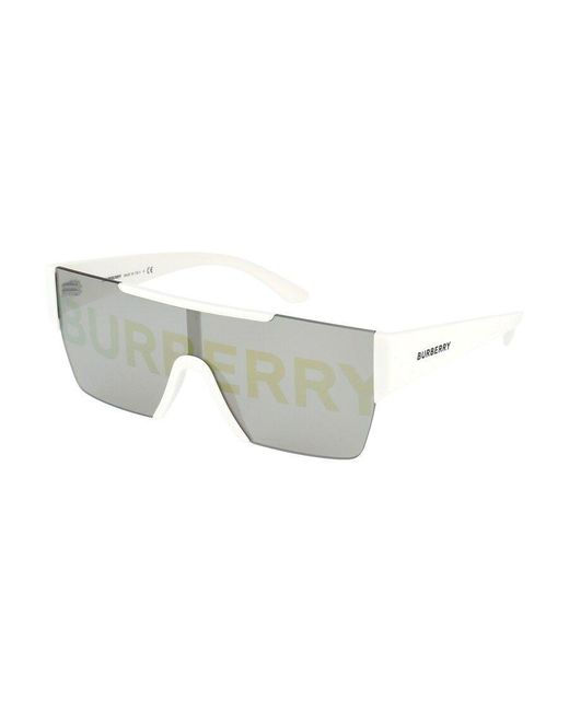 Burberry White Eyewear Shield Frame Sunglasses for men