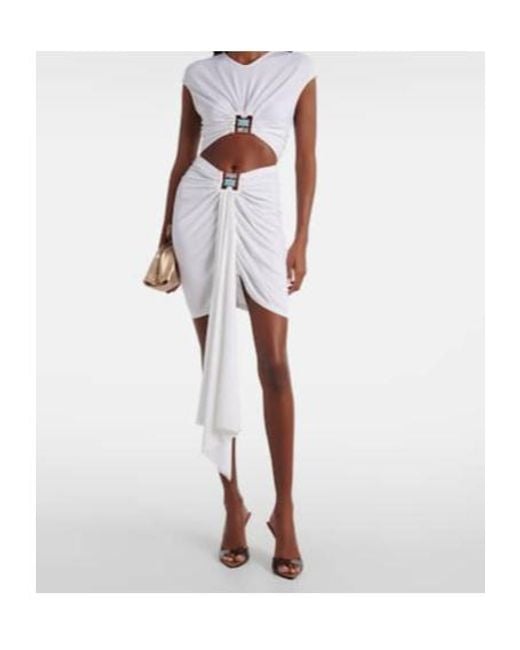 Christopher Esber White Cutout Gathered Jersey Minidress