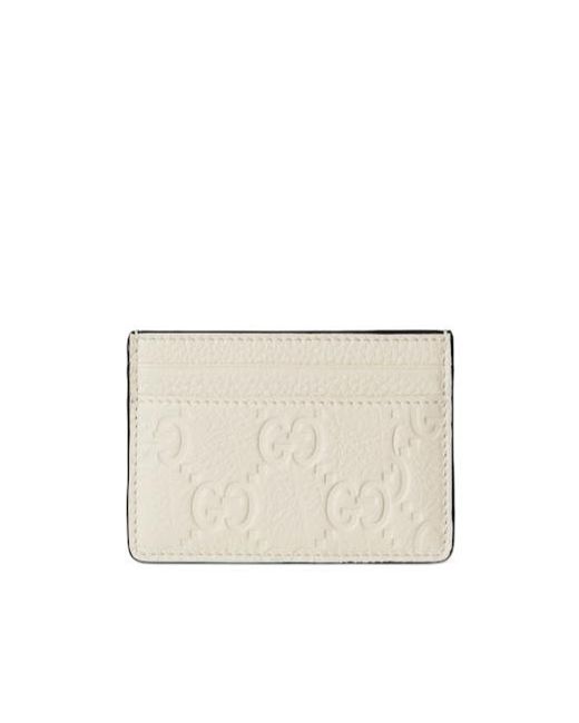 Gucci White Gg Emblem Card Case