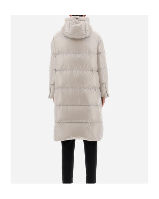 Herno Gray Padded Zip-Up Long Coat