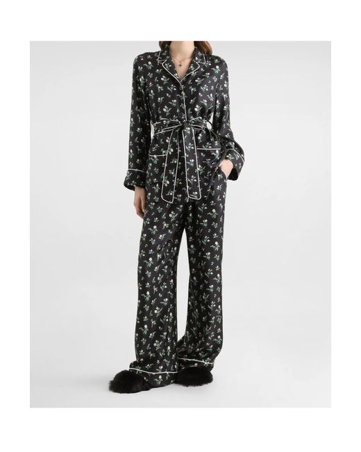 Dolce & Gabbana Gray Floral Printed Twill Vanity Trousers