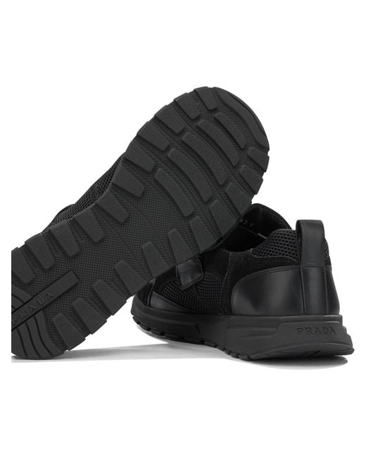 Prada Black Prax Mesh Sneakers for men