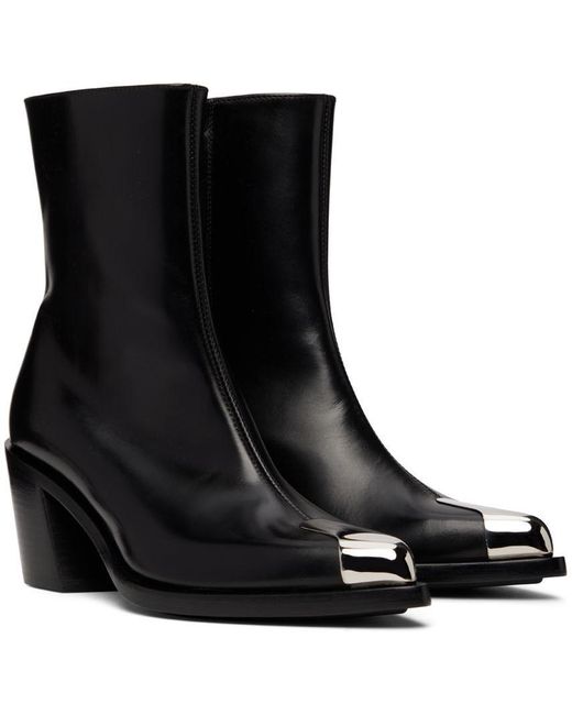 McQueen Black Pointed Toe Boots