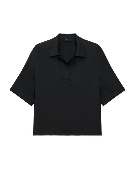 Theory Black Silk Blouse