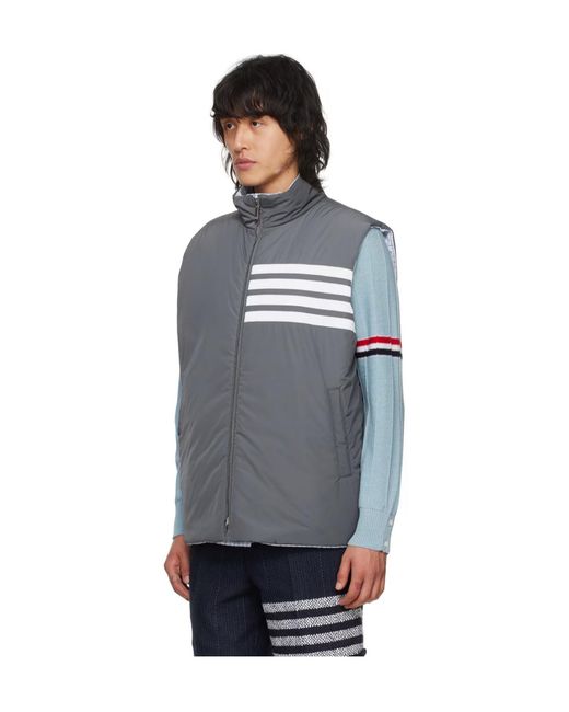Thom Browne Blue Zip-Up Reversible Padded Gilet for men