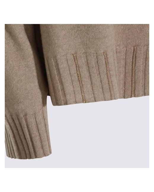 Fabiana Filippi Brown Ribbed Hem Knitted Sweater
