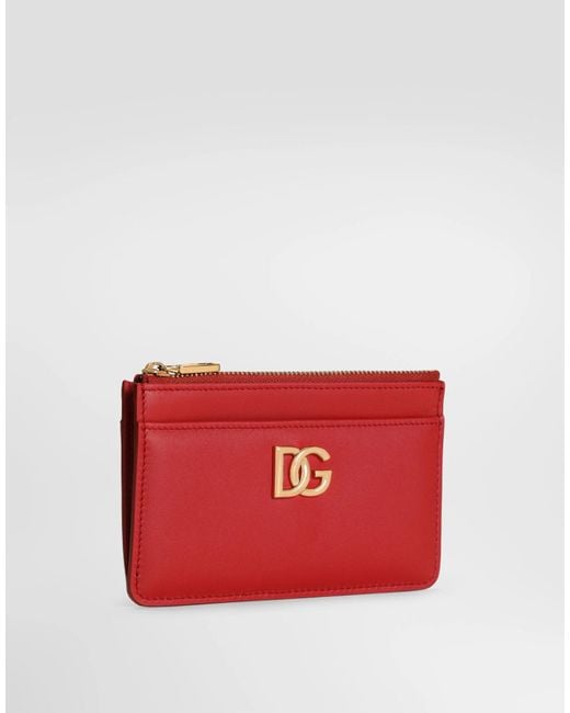 Dolce & Gabbana Red Logo Plaque Card Holder