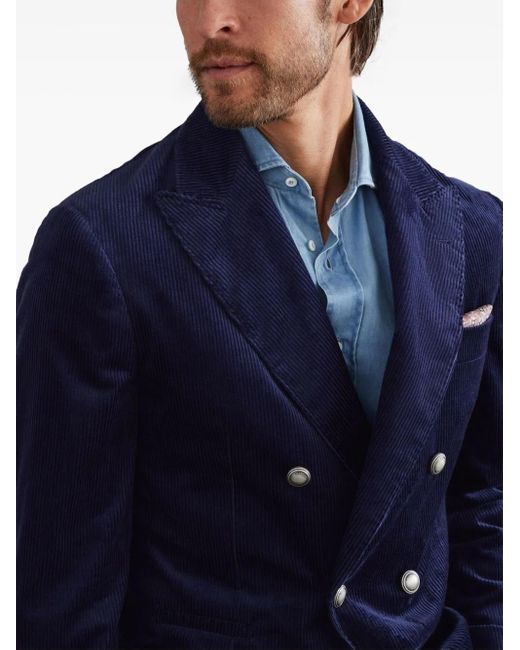 Brunello Cucinelli Blue Cotton Blazer for men