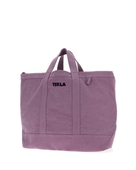 Tekla Purple Logo-Print Tote Bag