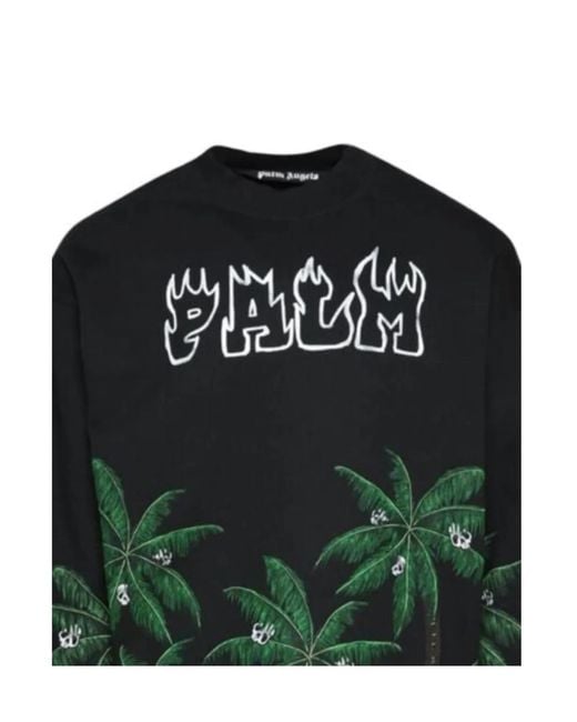 Palm Angels Black Printed Sweatshirt for men