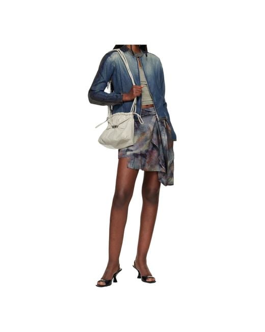 DIESEL Blue Snap-Button Collar Two-Way Zip Closure